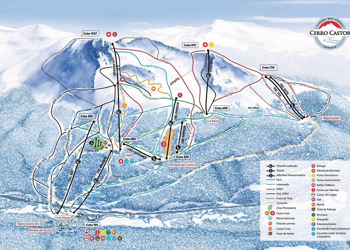 Del Sol Ski Lift Trail map Cerro Castor photo